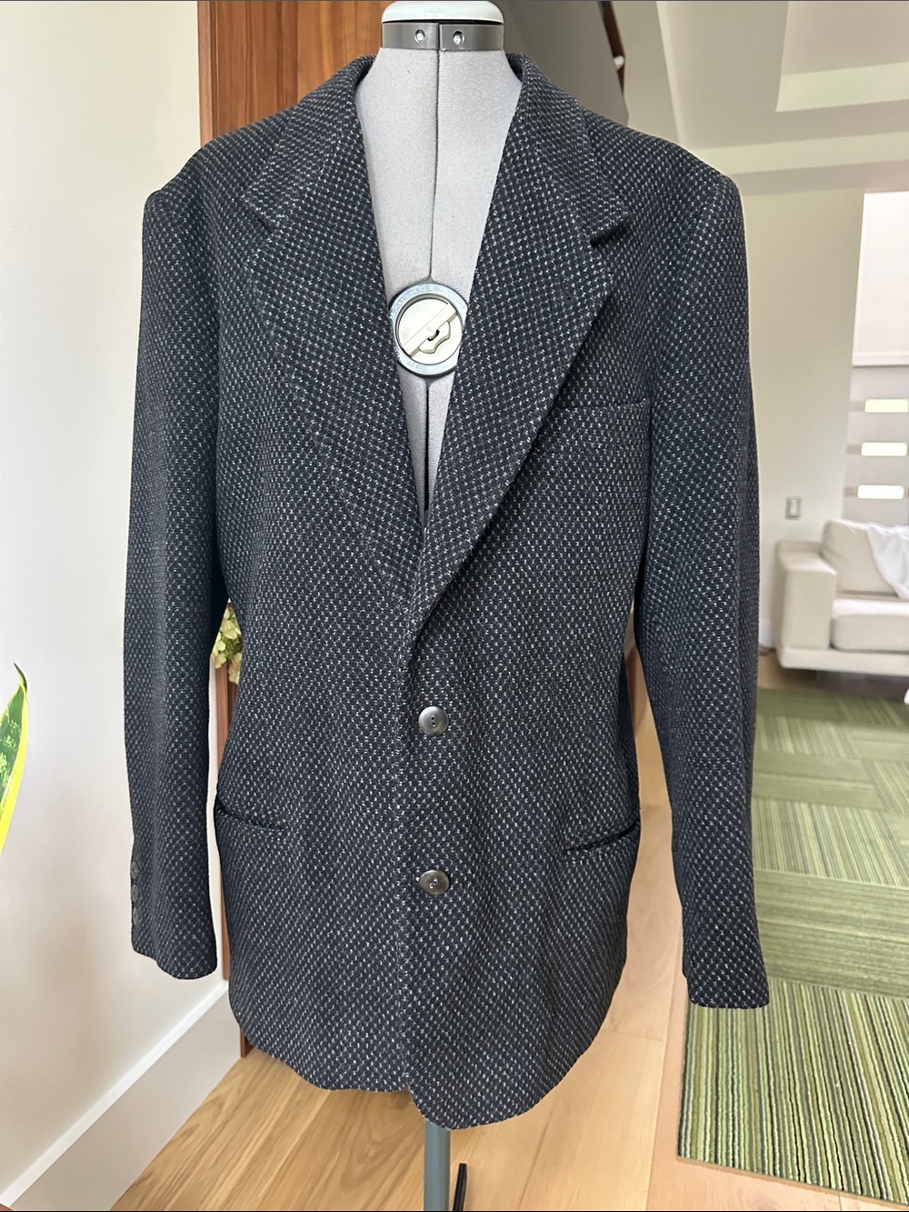 Manuel Ritz Pipo Black Tweed Textured Two-Button Sport Coat